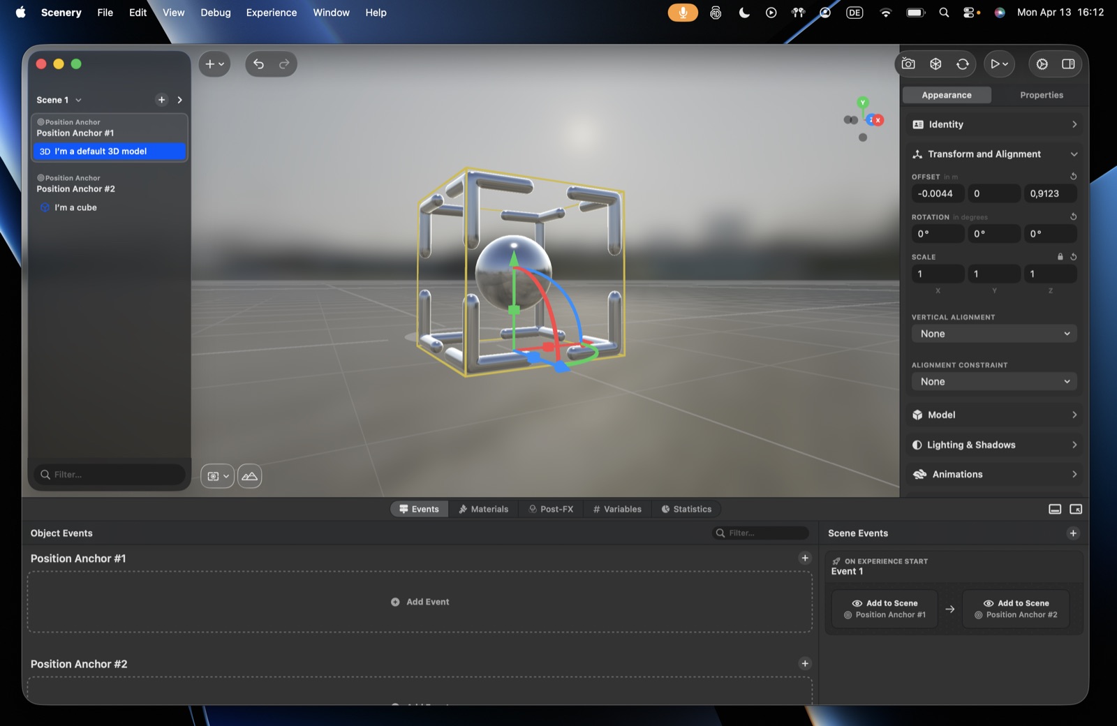 Transform and alignment – offset, rotation, scale with the proportional lock, vertical alignment, and the alignment constraint