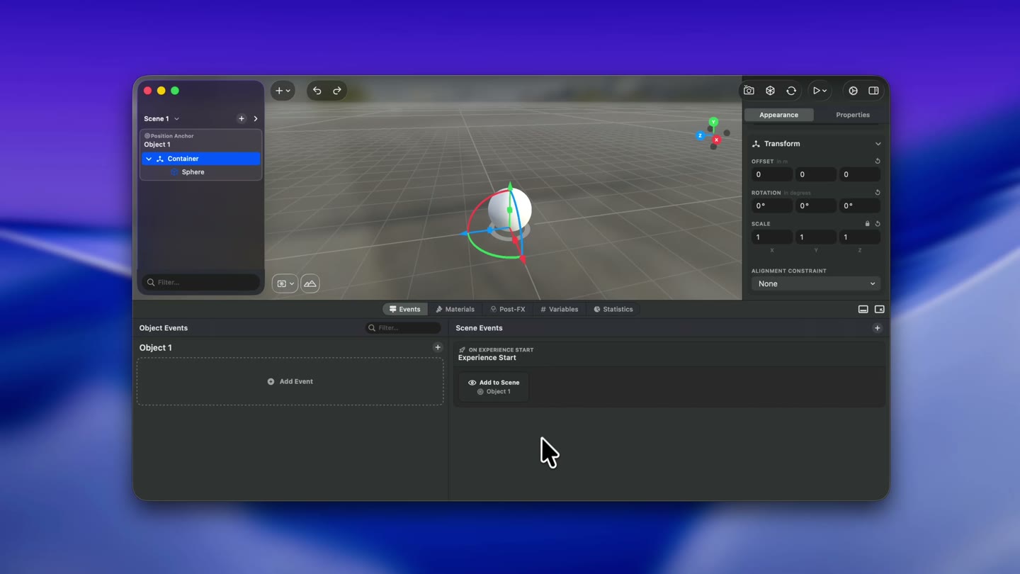 Drag the gizmo's X, Y, and Z handles to move and rotate the object.